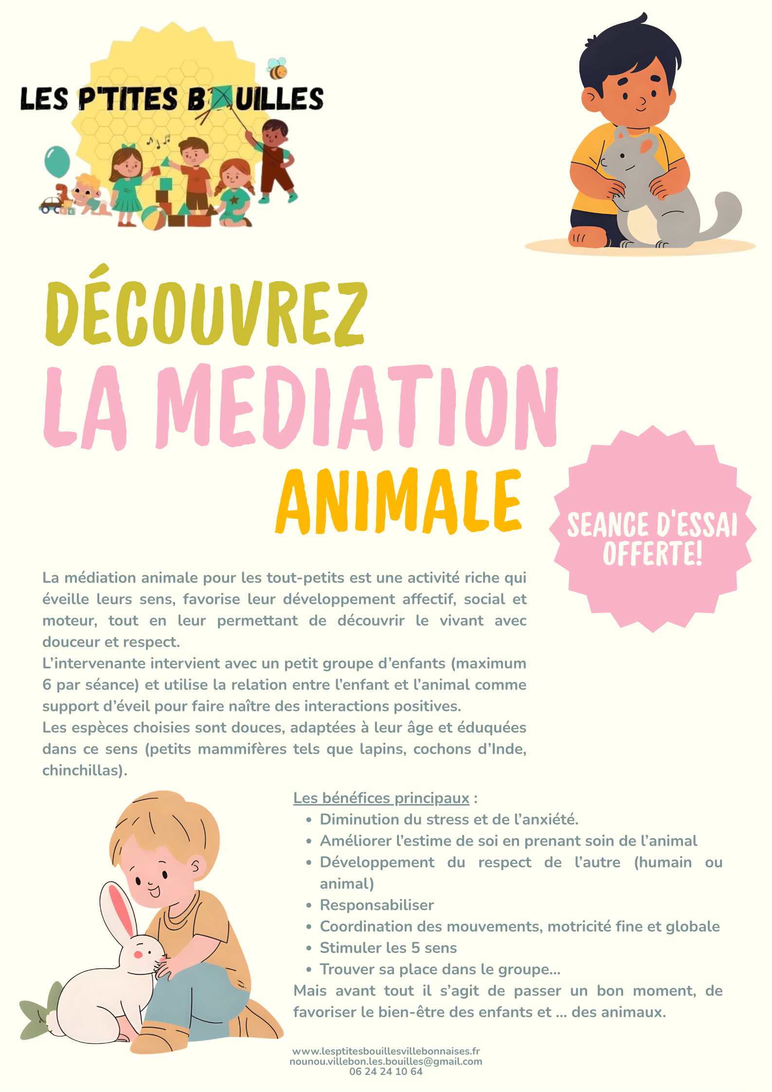Affiche de l'atelier de médiation animale